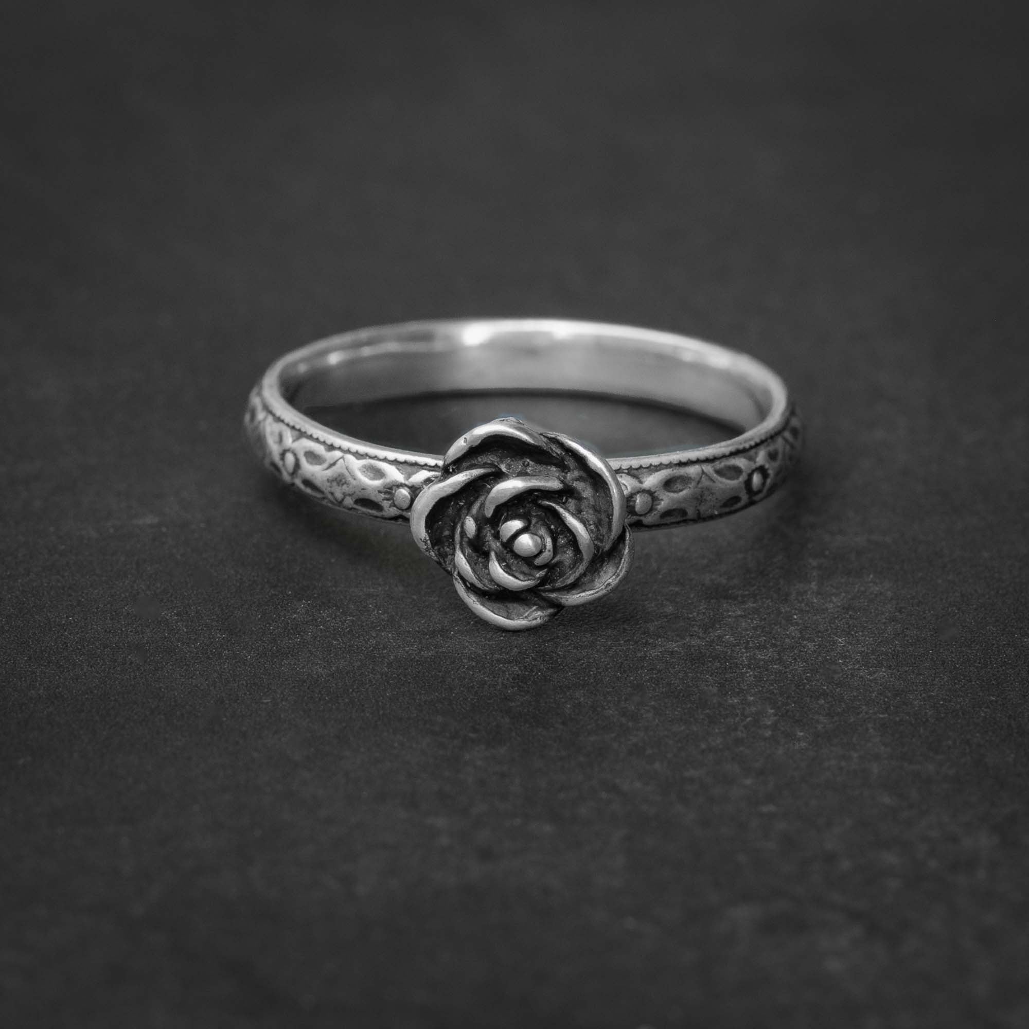 Vintage silver on sale rose ring