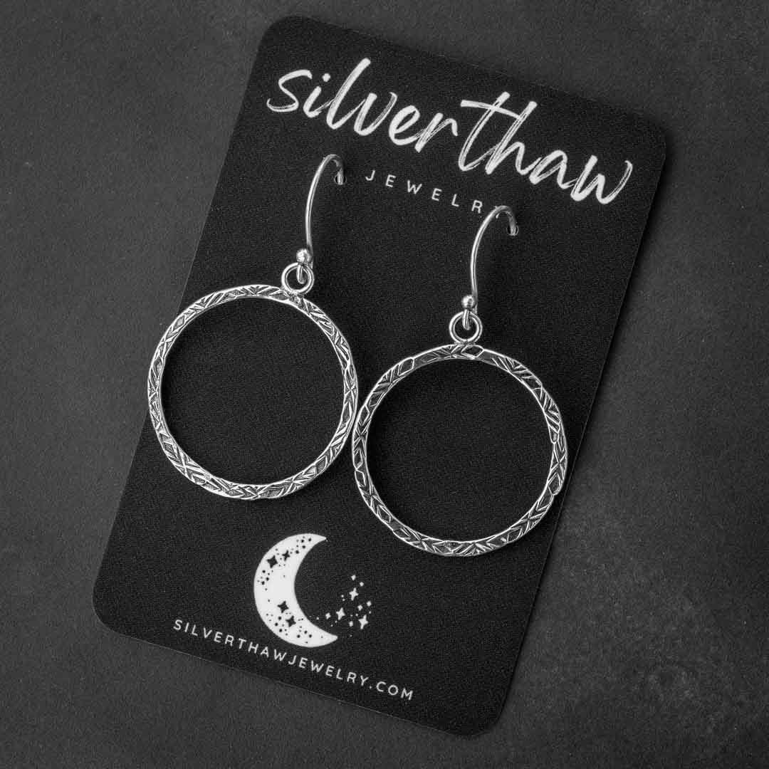 Stamped Sterling Silver Hoop Earrings