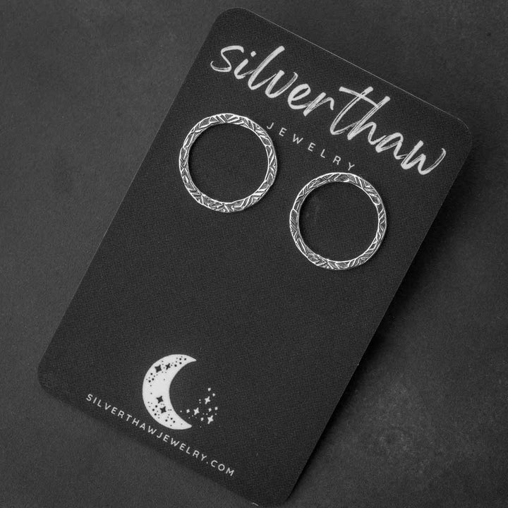 Hand Stamped Silver Circle Stud Earrings