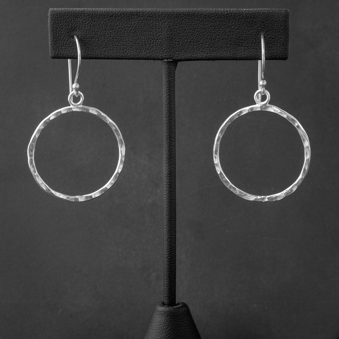 Hammered Dangle Hoop Earrings