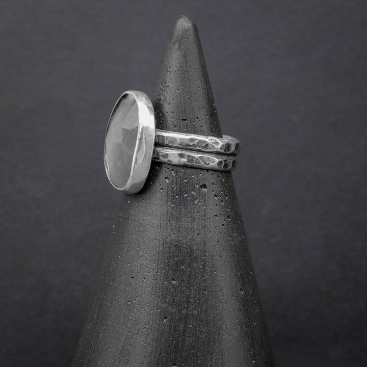 Grey Moonstone Ring Size 6