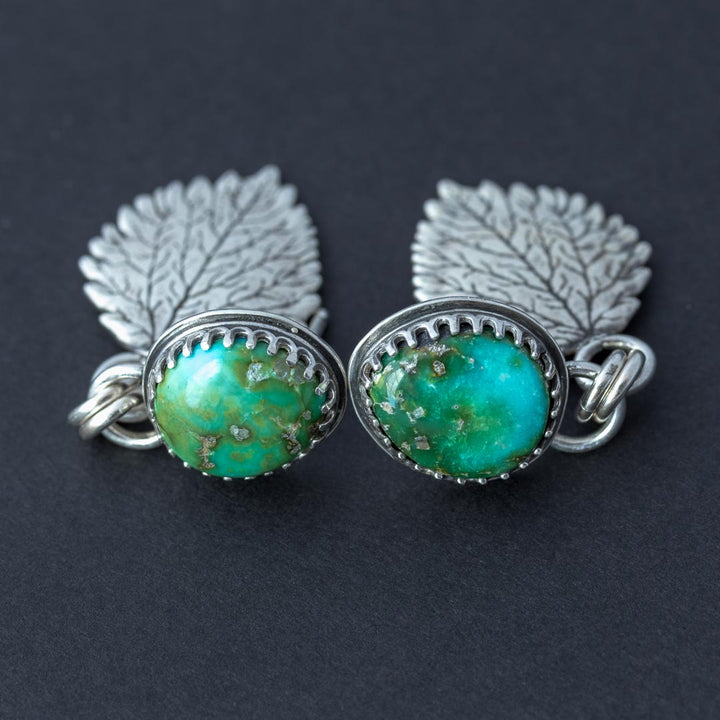 Turquoise and Aspen Leaf Post Earrings