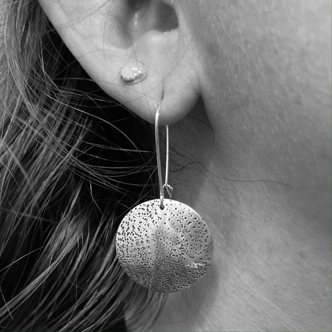 Silver Dangle Circle Earrings
