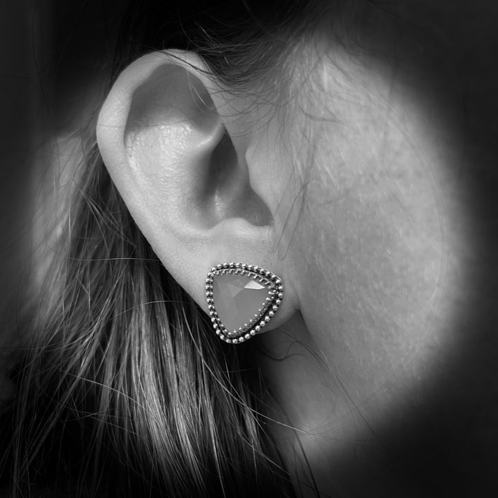 Carnelian Stud Earrings in Sterling Silver