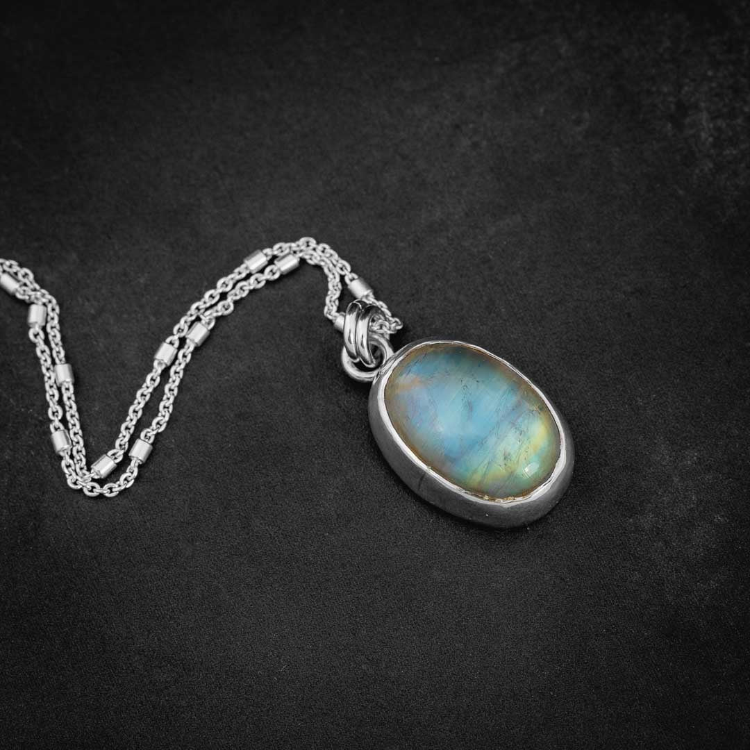 Rainbow Moonstone Pendant Necklace