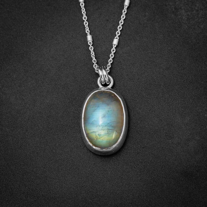 Rainbow Moonstone Pendant Necklace