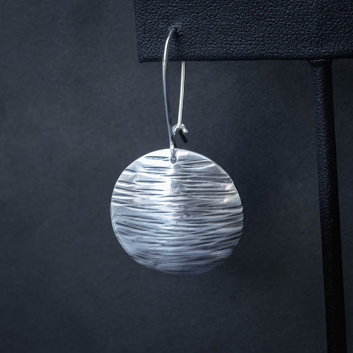 Silver Hammered Dome Earrings