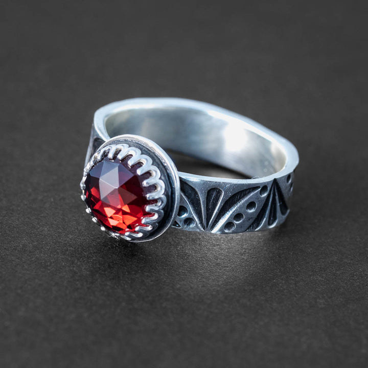 Red Garnet Ring in Sterling Silver